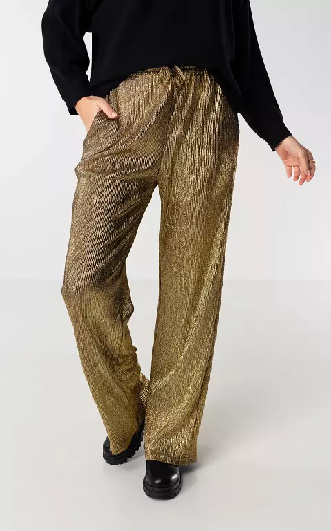 Metallic look pants with bow detail gold