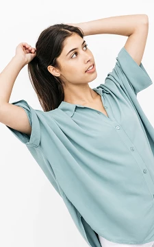 Oversized blouse met knopen | blauw | Guts & Gusto