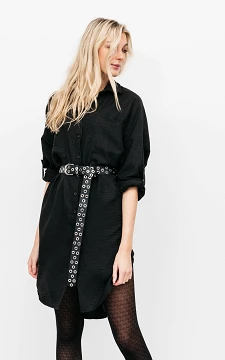 Long-shirt dress with buttons | black | Guts & Gusto