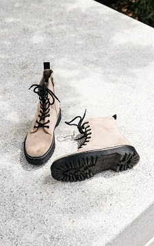 Suéde-look, lace-up boots | taupe | Guts & Gusto