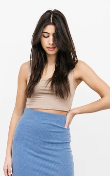 Crop top with squared neckline | Taupe | Guts & Gusto
