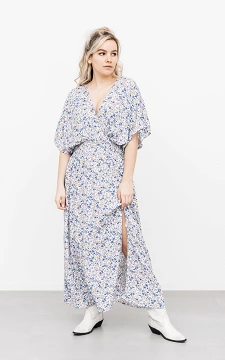 Maxi jurk met bloemenprint | wit blauw | Guts & Gusto