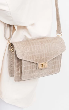 Leather bag with gold-coated details | Beige | Guts & Gusto
