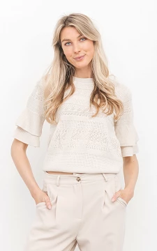 Top with embroidered details | beige | Guts & Gusto