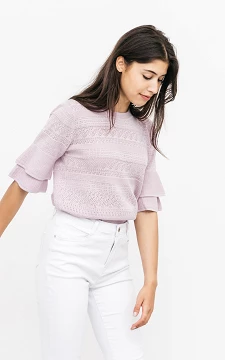 Top with embroidered details | lilac | Guts & Gusto