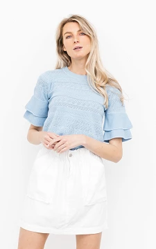 Top with embroidered details | light blue | Guts & Gusto