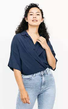 Oversized blouse met knopen | donkerblauw | Guts & Gusto