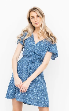 Patterned, wrap-around dress | blue white | Guts & Gusto