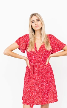 Patterned, wrap-around dress | red white | Guts & Gusto