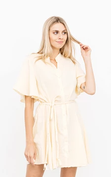 Dress with buttons and a waist-tie | yellow | Guts & Gusto