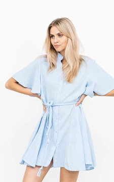Dress with buttons and a waist-tie | light blue | Guts & Gusto