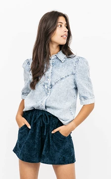 Denim-look blouse with buttons | Blue | Guts & Gusto