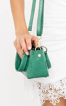 Leather shoulder bag with gold details | Green | Guts & Gusto