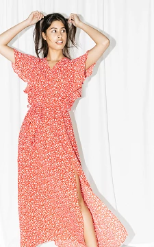 Maxi jurk met split en bloemenprint | Rood Wit | Guts & Gusto