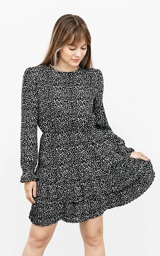 Plissee-Kleid mit Volant | schwarz weiß | Guts & Gusto