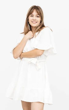 Katoenen jurk met strikdetail | Wit | Guts & Gusto