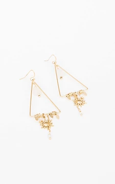 Triangle shaped pendant earrings | Gold White | Guts & Gusto
