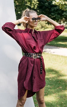 Long-shirt dress with buttons | bordeaux | Guts & Gusto