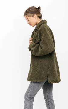 Teddy coat with buttons | dark green | Guts & Gusto
