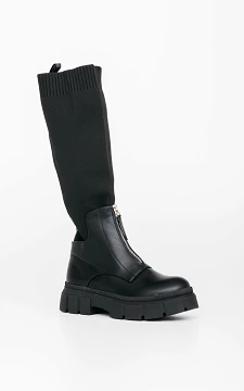 Hoge boots met sok | Zwart | Guts & Gusto