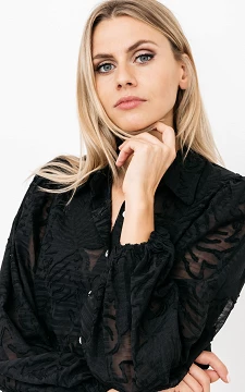 See-through blouse with balloon sleeves | Black | Guts & Gusto