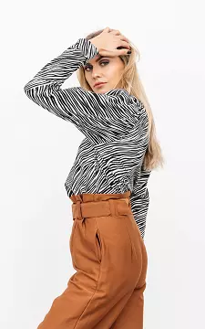 Zebra print top with puffed sleeves | Black White | Guts & Gusto
