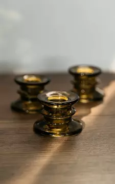 Set van drie glazen kleine kandelaars | lichtgroen | Guts & Gusto