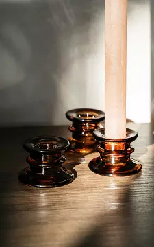 Set of 3 glass candle holders | Brown | Guts & Gusto
