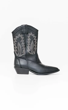 Leather cowboy heels | Black | Guts & Gusto