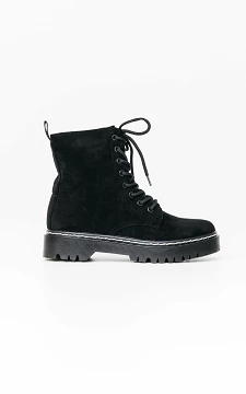 Suéde-look, lace-up boots | black | Guts & Gusto