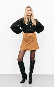 Suede-look skirt with belt | brown | Guts & Gusto
