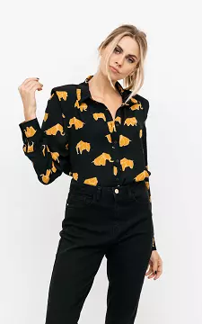 Shoulder pad blouse | black yellow ocher | Guts & Gusto