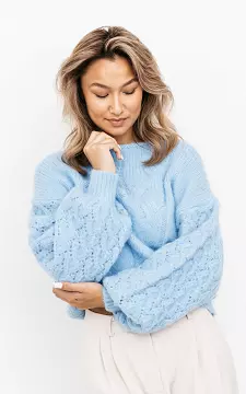 Oversized chunky knit sweater | light blue | Guts & Gusto