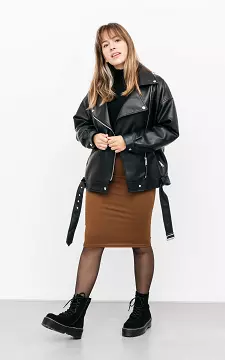 Basic pencil-skirt with elasticated waist | brown | Guts & Gusto