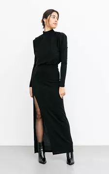 Glitter maxi jurk met hoge hals | zwart | Guts & Gusto