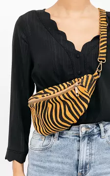 Leather bumbag with zebraprint | cognac black | Guts & Gusto