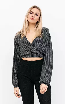 Cropped top with shimmer detail | black silver | Guts & Gusto