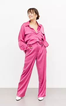 Straight broek met satijnen look | roze | Guts & Gusto