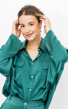 Satin-look blouse  | Green | Guts & Gusto