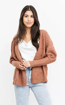 Open cardigan with glittery detail | rust brown | Guts & Gusto