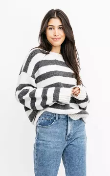 Oversized sweater with stripes | cream grey | Guts & Gusto