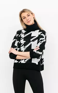 Rollkragen-Pullover mit Muster | Schwarz Weiß | Guts & Gusto
