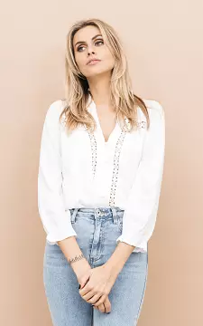 Blouse with lace details | white | Guts & Gusto