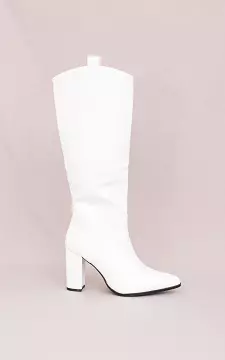 High leather-look boots with heel | white | Guts & Gusto