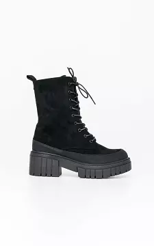 Suede-look lace-up boots | black | Guts & Gusto