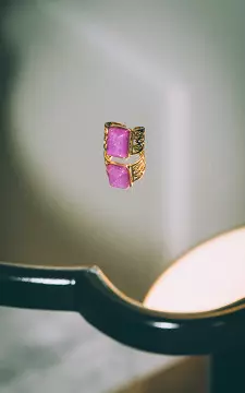 Adjustable ring with stone | gold purple | Guts & Gusto