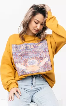 Sweater mit Print  | ockergelb lila | Guts & Gusto