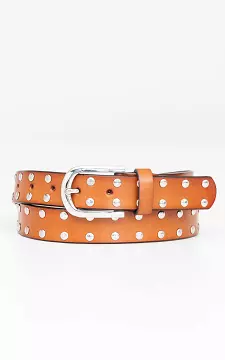 Belt with studs | Cognac Silver | Guts & Gusto