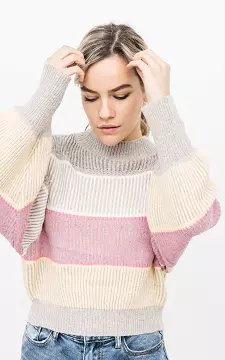 Oversized striped sweater | light grey pink | Guts & Gusto