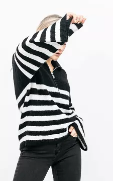 Sweater with half zip | black white | Guts & Gusto